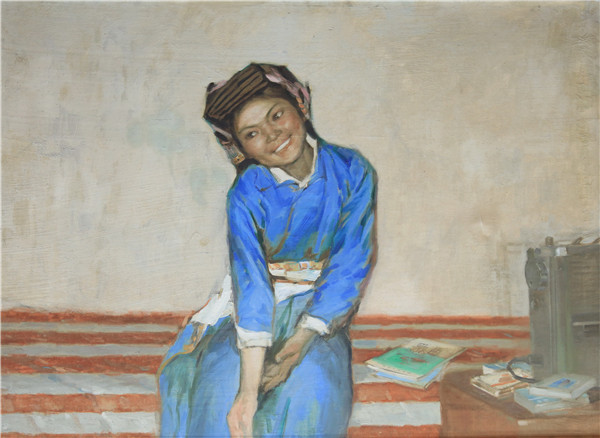 万启仁《硗碛姑娘》110×80cm 布面油画1983年作