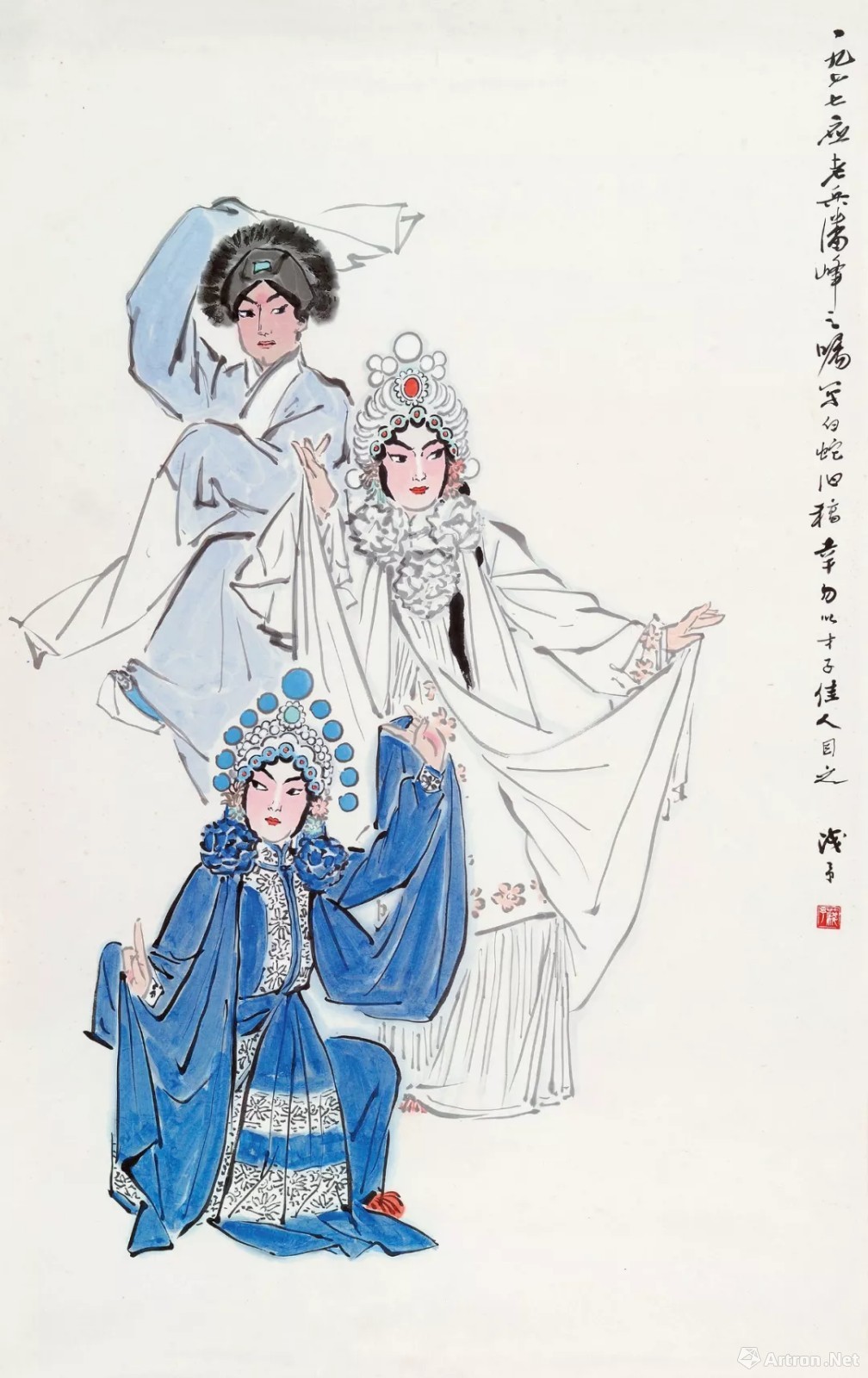 叶浅予 白蛇传镜心设色纸本1977年105×66 cm