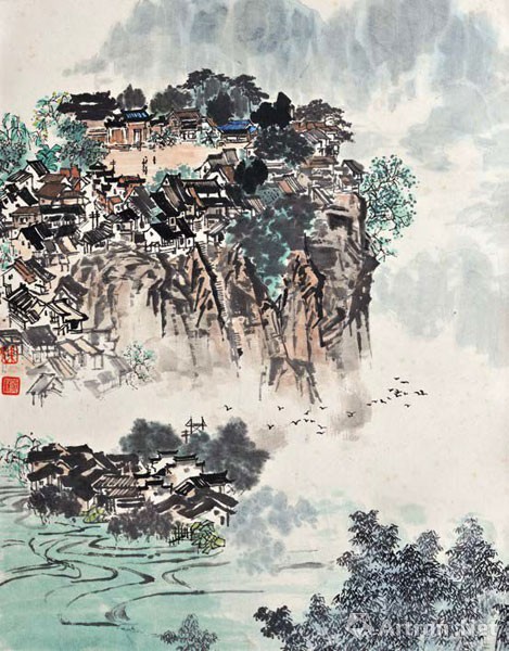 6平尺 092 徐照海 韶山 设色纸本 镜框 1978年作 61×94cm 约5.