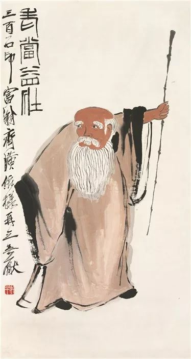 老当益壮 齐白石 纸本设色 91cm×48cm 无年款 北京画院藏