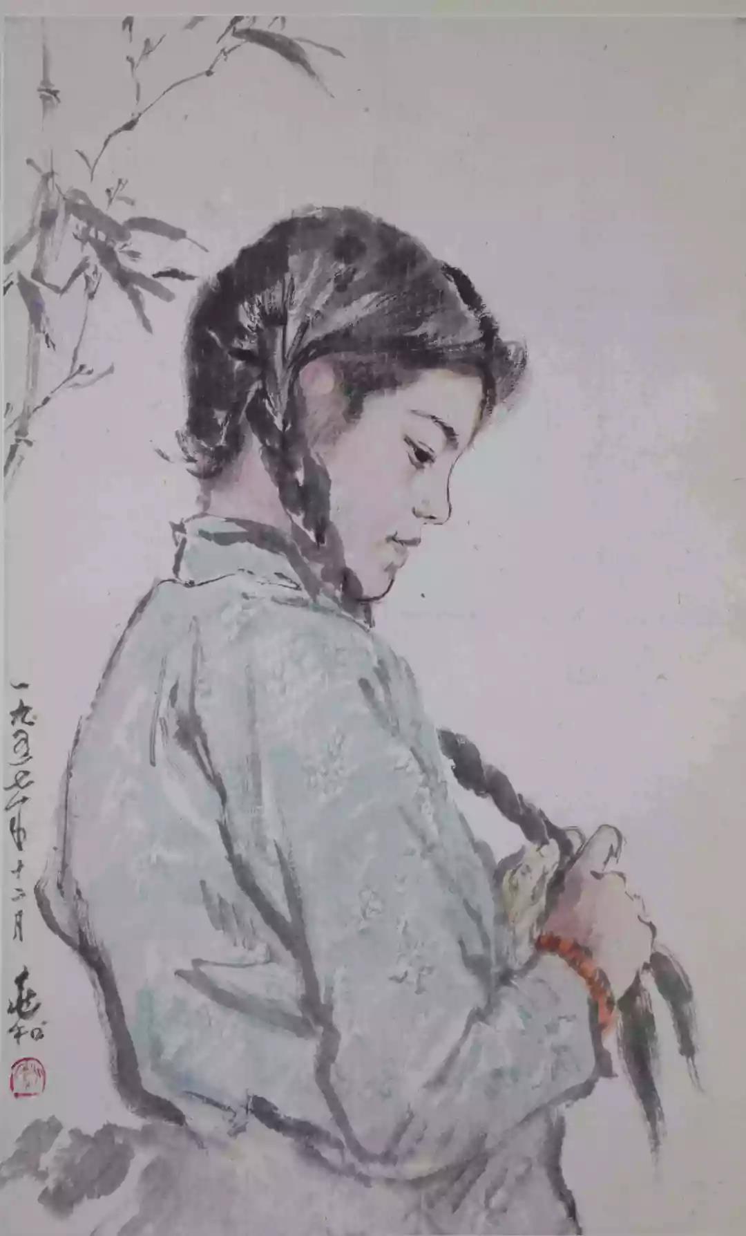 蒋兆和  《少女》  1957年  中国画