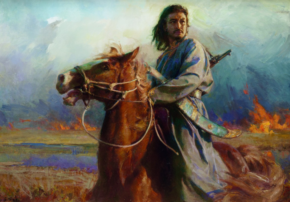 《嘎达梅林》  布面油画   156×216cm  收藏于邯郸韩玉臣美术馆