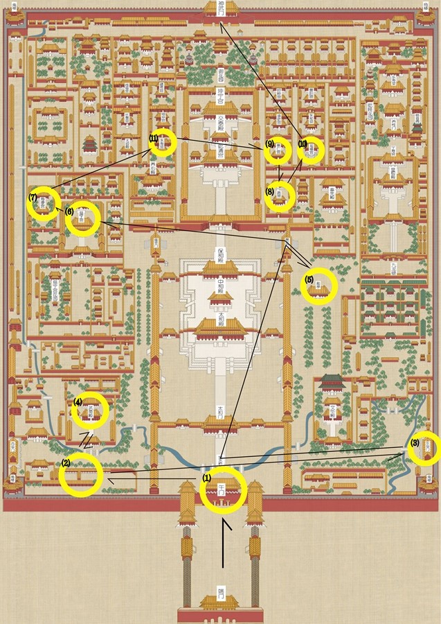 下面整理了11个展览的地点,可以参考故宫一日游的路线,从午门进入由