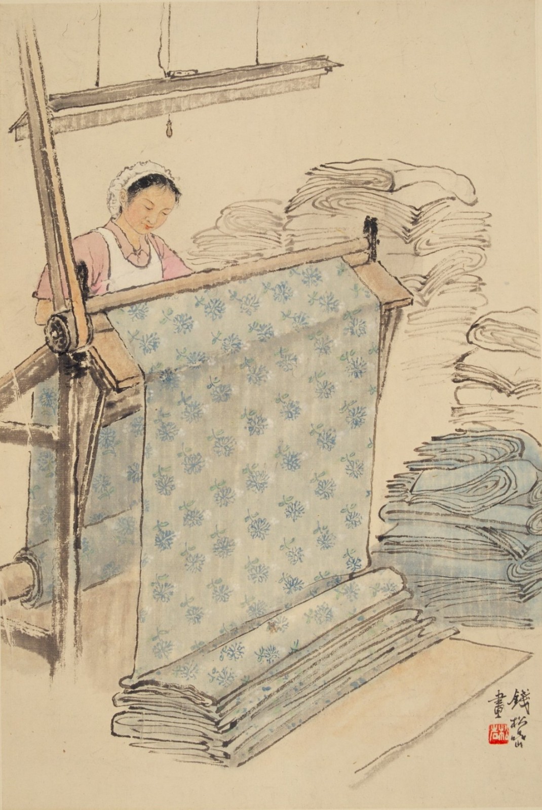 织布女工 20世纪50年代 53.5×35.5