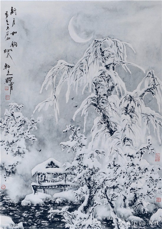 著名画家罗霄的冰雪山水画