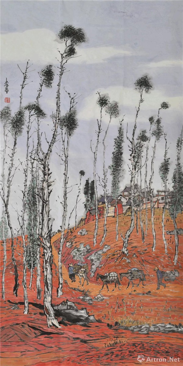 李平 《红土地·秋高和风》 136cm×68cm 中国画 2019