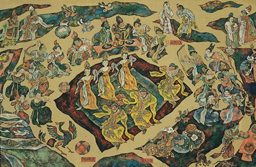 石景昭 丝路风情之二 150x400cm(雅林艺术画廊)