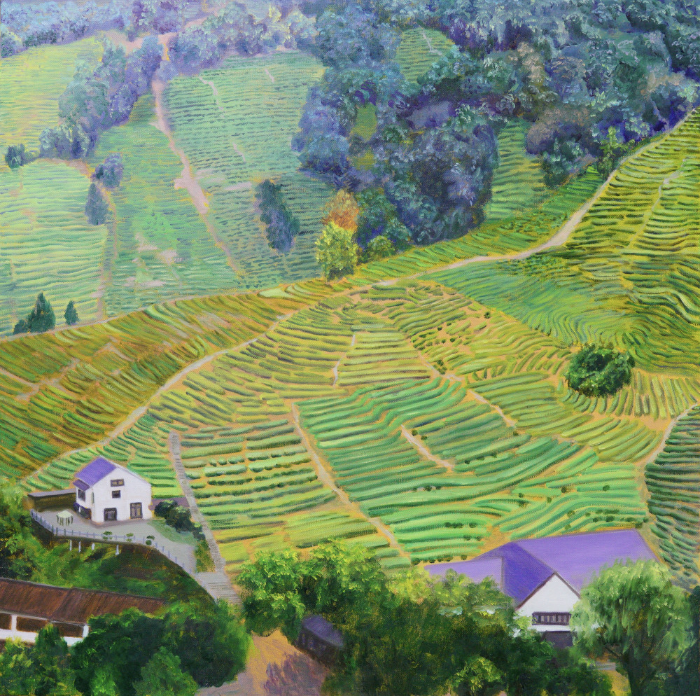 《七月茶山一》100*100cm布面油画2019