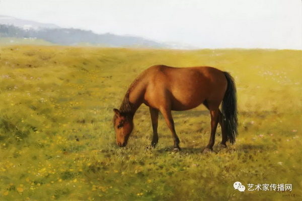 《草原上的精灵之二十八 油画 68×45cm 2019年《草原上的精灵之二