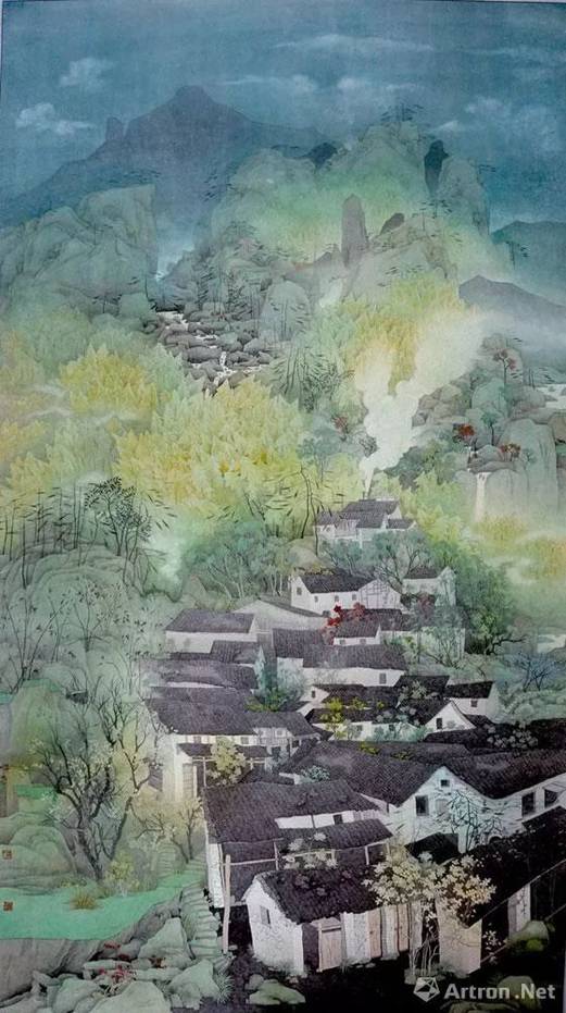 翟明帅的"绿水青山"系列工笔青绿山水画紧紧围绕"美丽中国"的生态