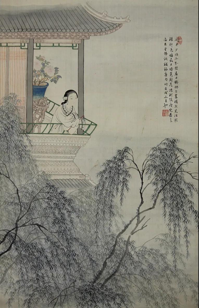 在绘画中,"柳树鸣蝉"的视觉形象也常被画家写入画面.