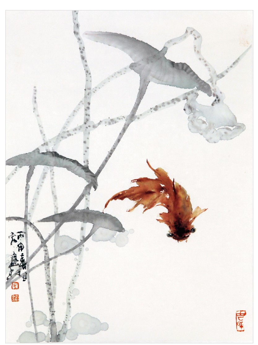 镜心(尺幅45×34cm)常庆利《仙影》镜心(尺幅68×45cm)画家常庆利(左