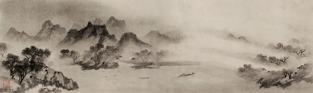 南宋 法常 潇湘八景图之渔村夕照 112.4cm×34.4cm 日本根津美术馆藏