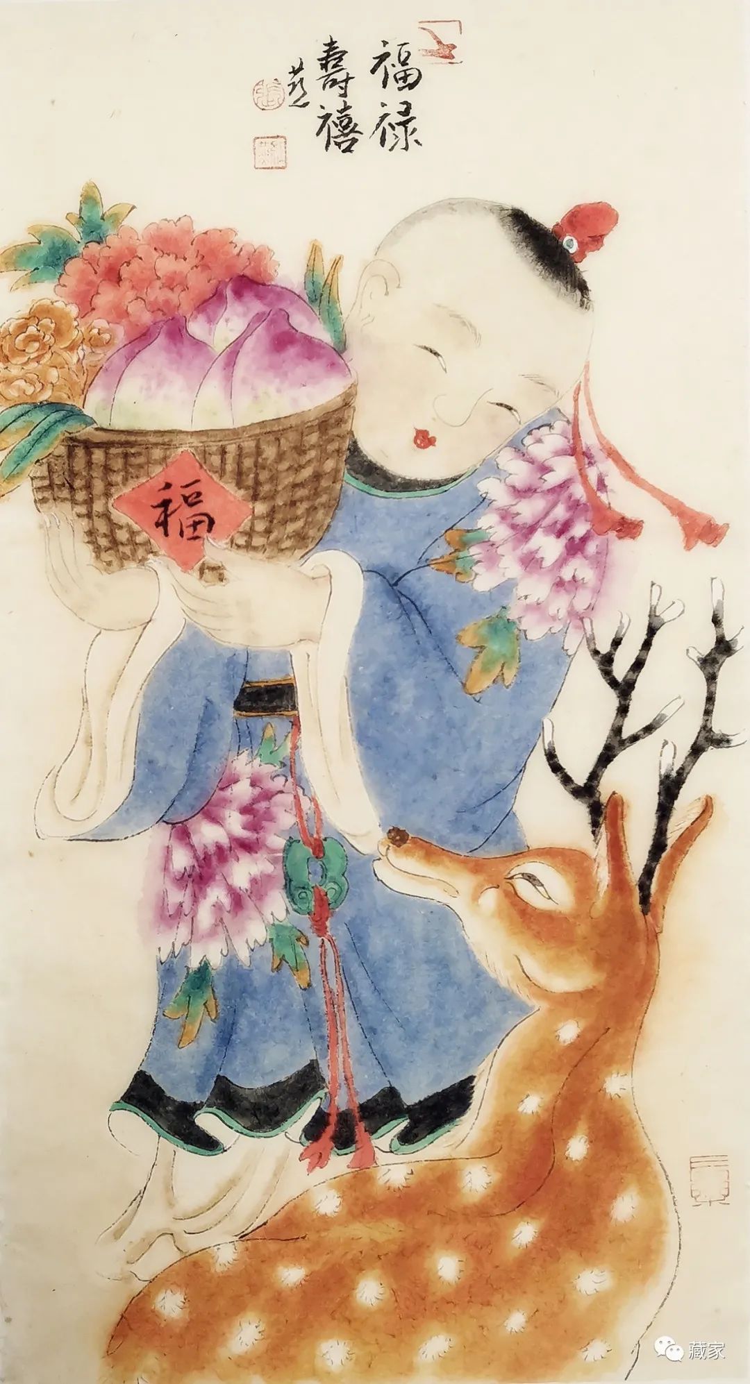 张红燕《福禄寿喜》26×48cm