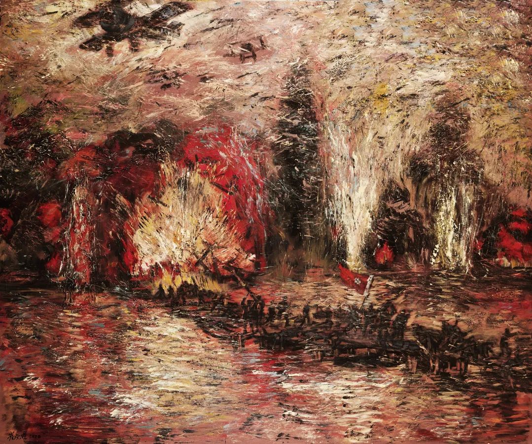 崔晓晓  《血战湘江》 布面油画  240×200cm