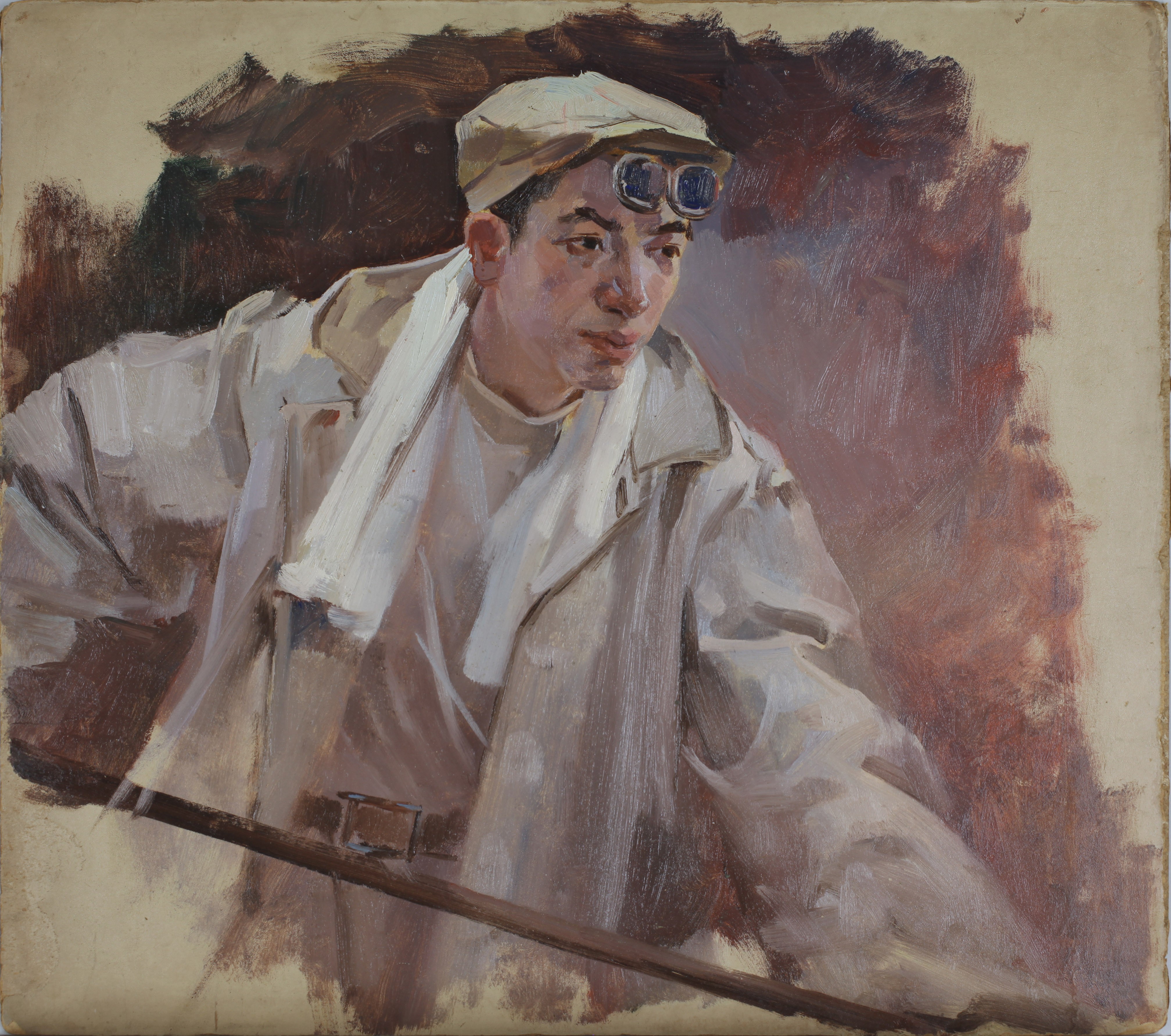 炼钢工人4 纸本油画 35cm×40cm  1957年  湖北美术馆藏农民肖像 纸本