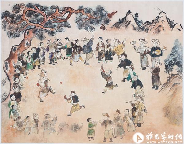 佤族祈求丰收的图画  澜沧 62×80㎝