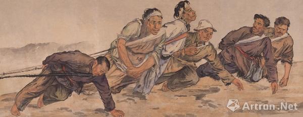 《纤夫》  李斛 86×233cm 1946年 纸本设色