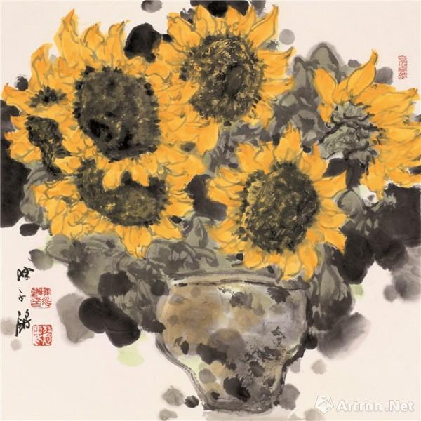 《葵花》  陈永锵 68x68cm 2014年 水墨