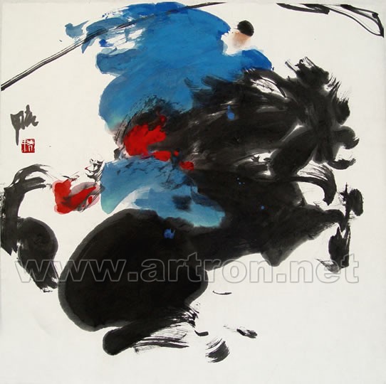 贾浩义《套马图》68x68cm