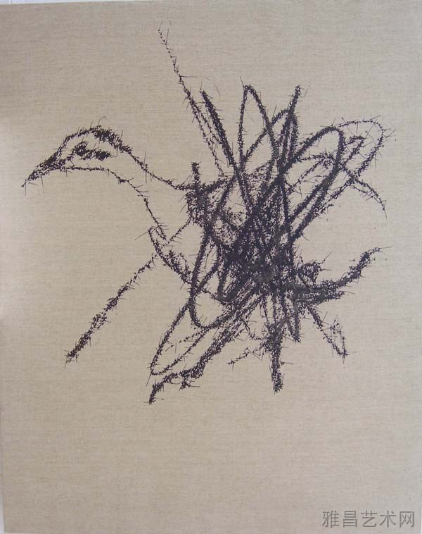 叶永青《画鸟drawing the bird 布面炳烯 100x80cm 2005