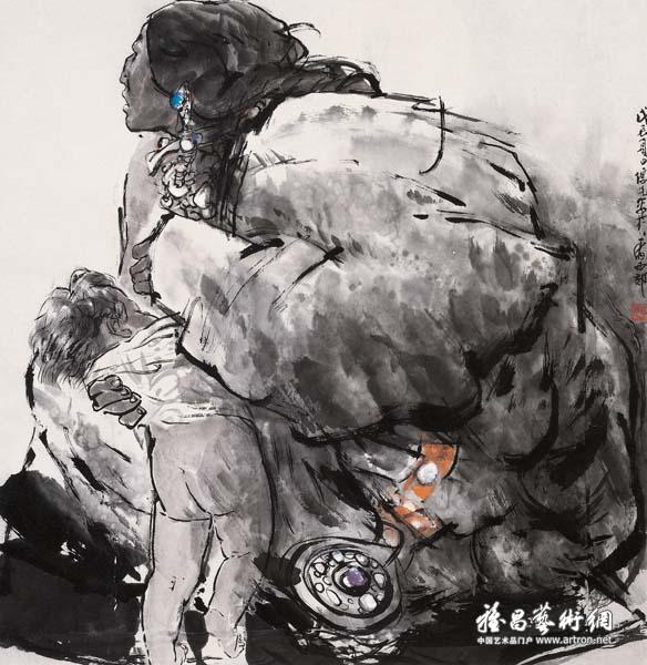 方增先《母亲》 中国画 135x135cm 1988