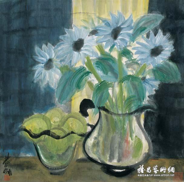 林风眠《大理花 彩墨画 68x67.5cm 20世纪50年代