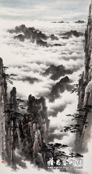 郭传璋《黄山云海》 中国画 129x67.5cm 1980