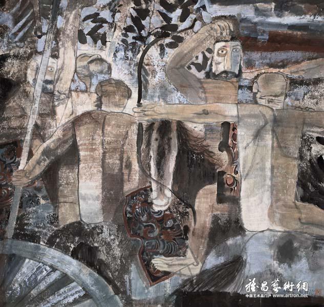 张培成《勇士 中国画 144x144cm 2002