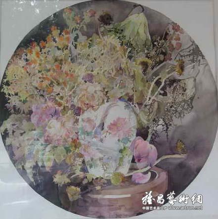 龚玉《新古典静物 水彩 76x76cm