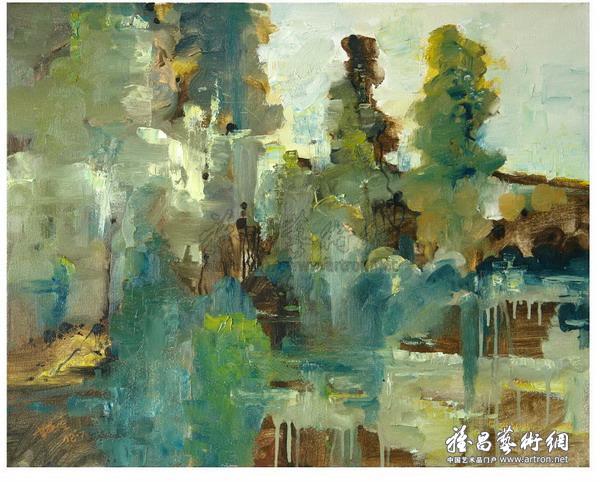 甘庭俭《龙门山记忆之二 布面油画 80×60cm