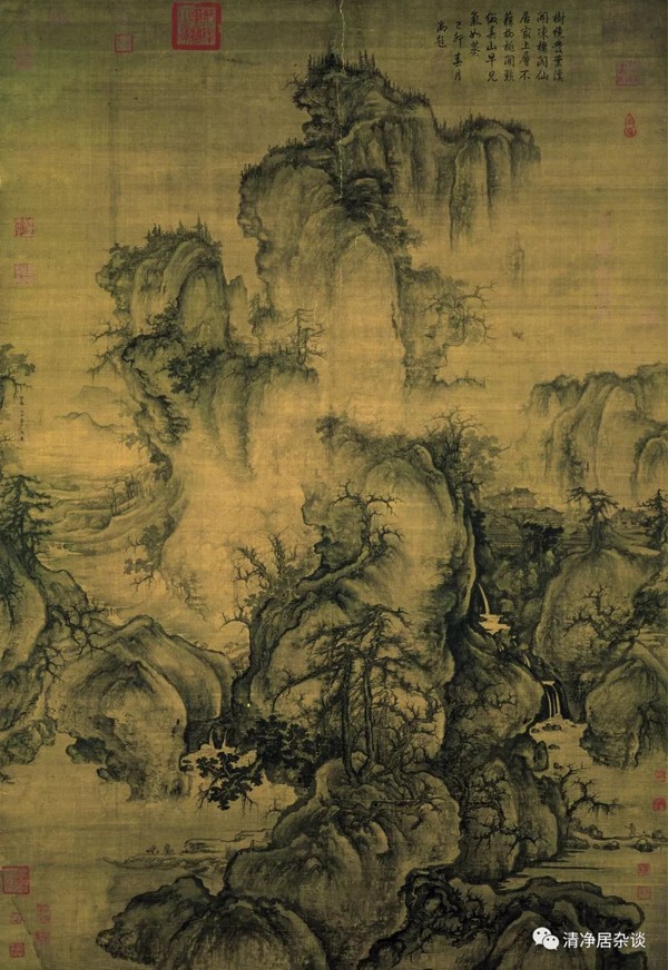 北宋·郭熙《早春图》左方署款还有范宽的《溪山行旅图》作者的题款