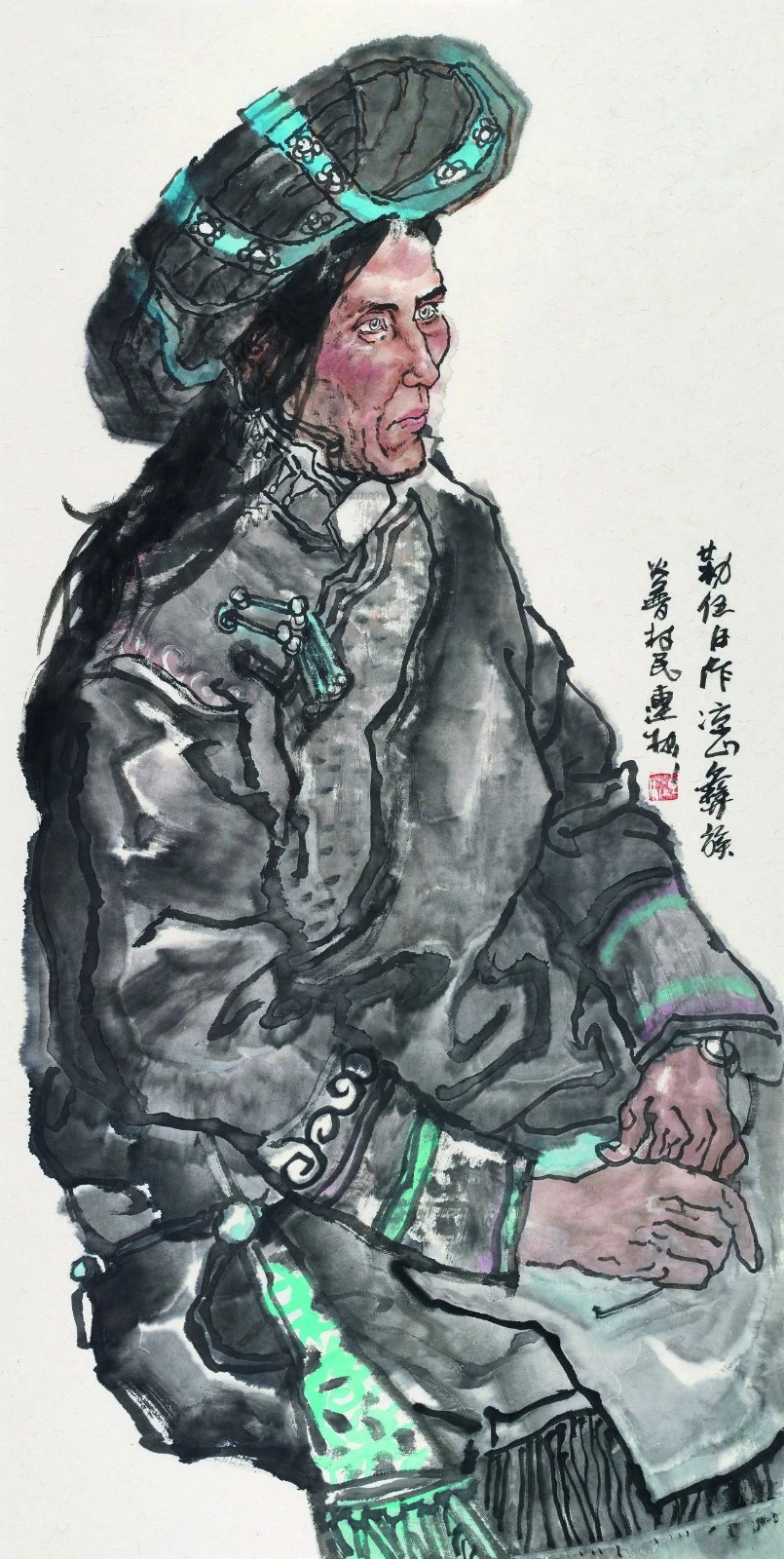 纪连彬 凉山彝族人物之一 136cm×68cm 2019年