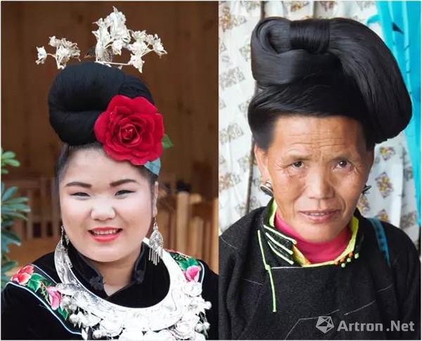 古风发髻   贵州民族发式多样,当地称少姑妇高髻盘发的为唐风,老