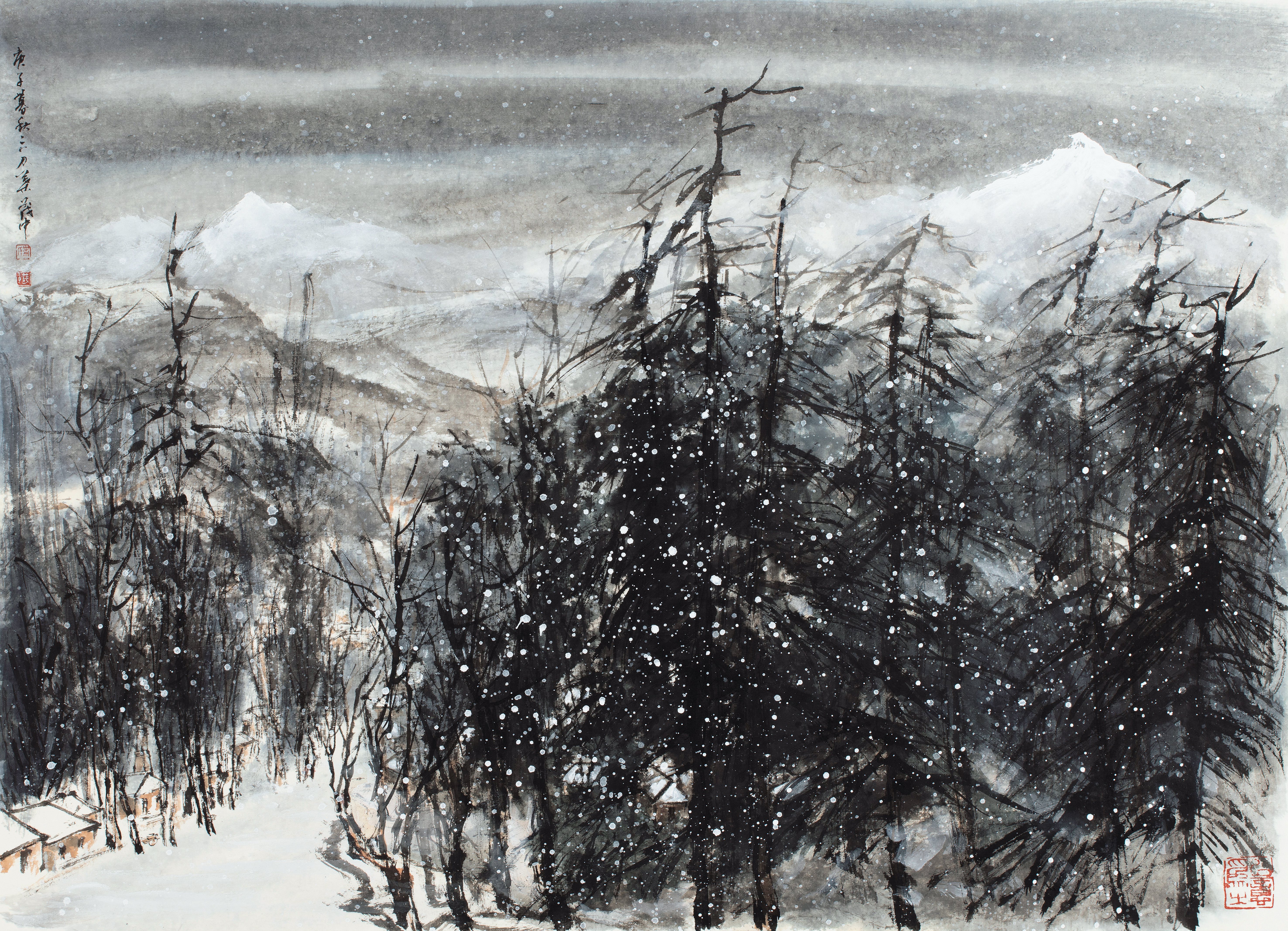 lot 765 叶茂中(b.1966 长白雪景 设色纸本 镜心