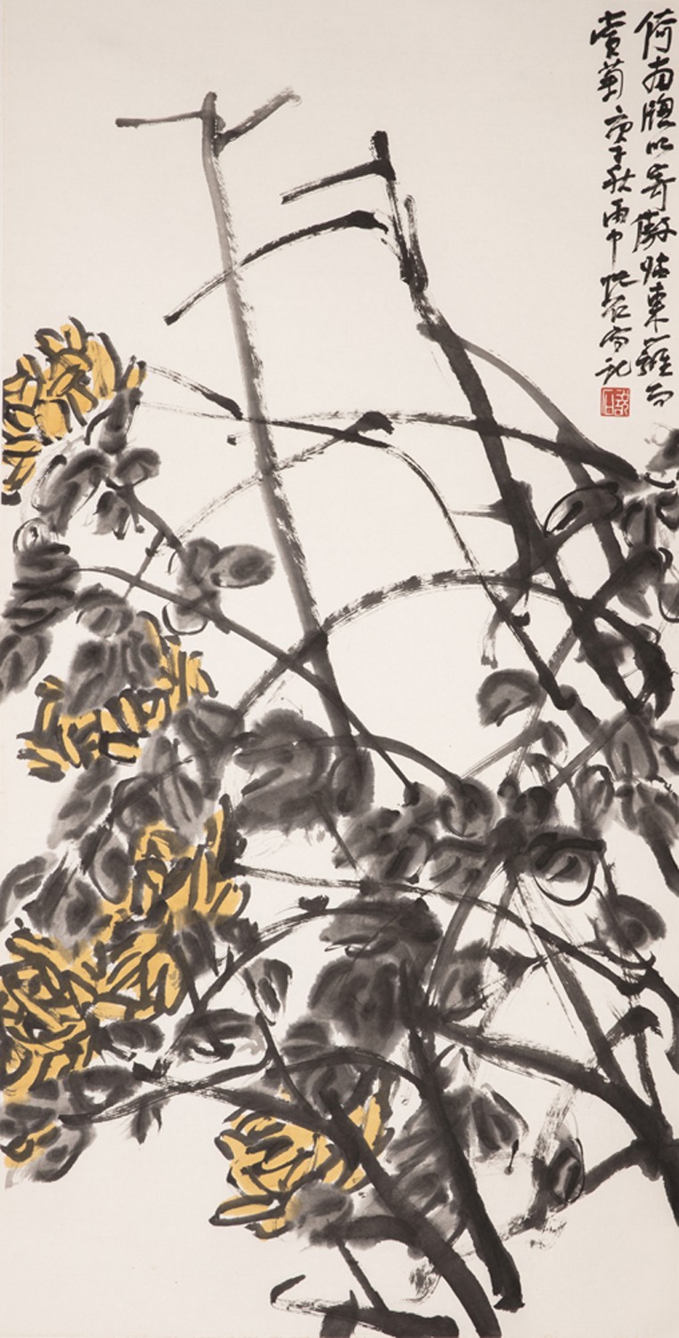 吴悦石 赏菊 2020年 138×70cm