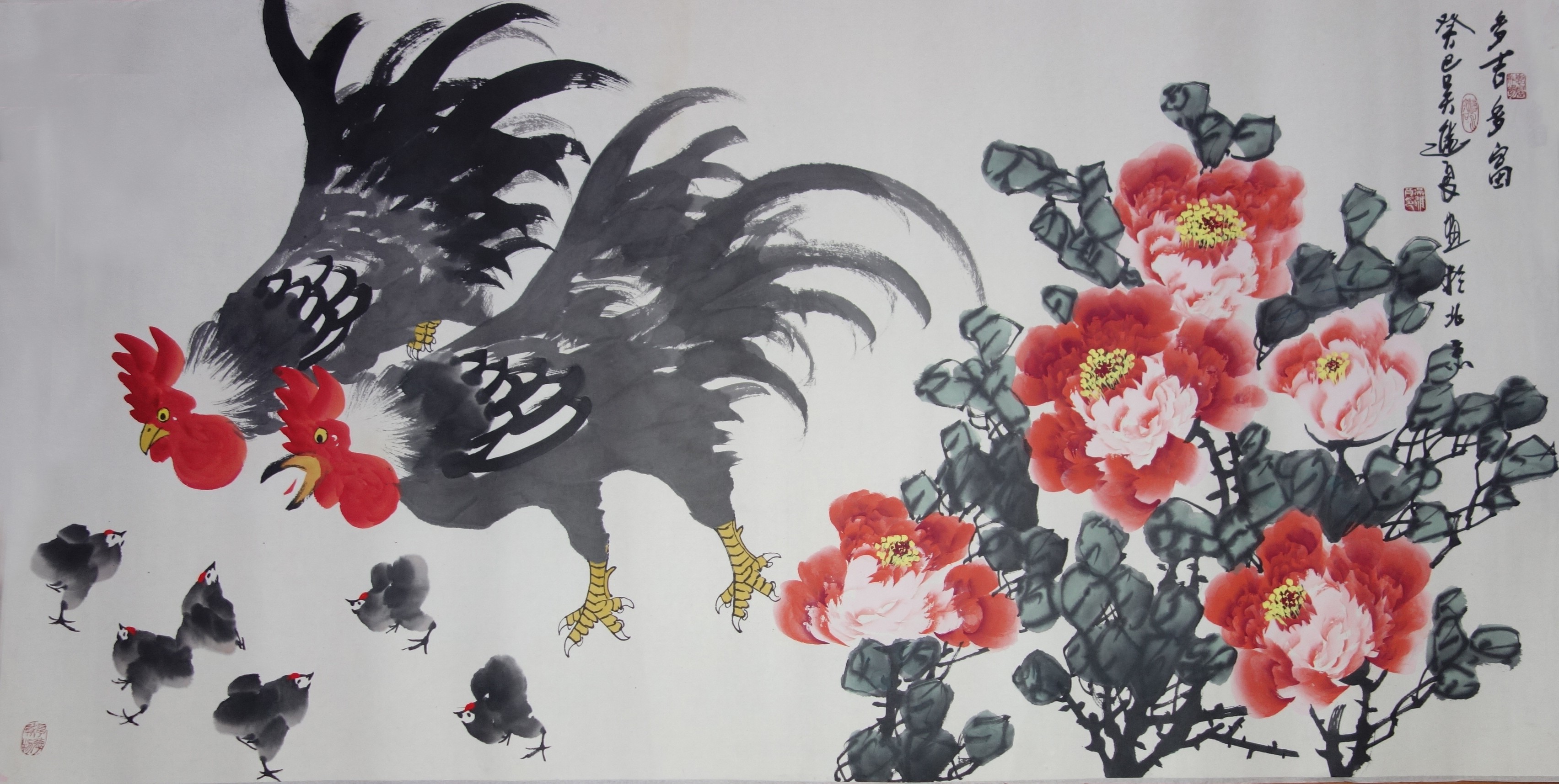 著名画家吴进良作品 《多吉多富》《多吉多富》是吴进良先生花鸟作品