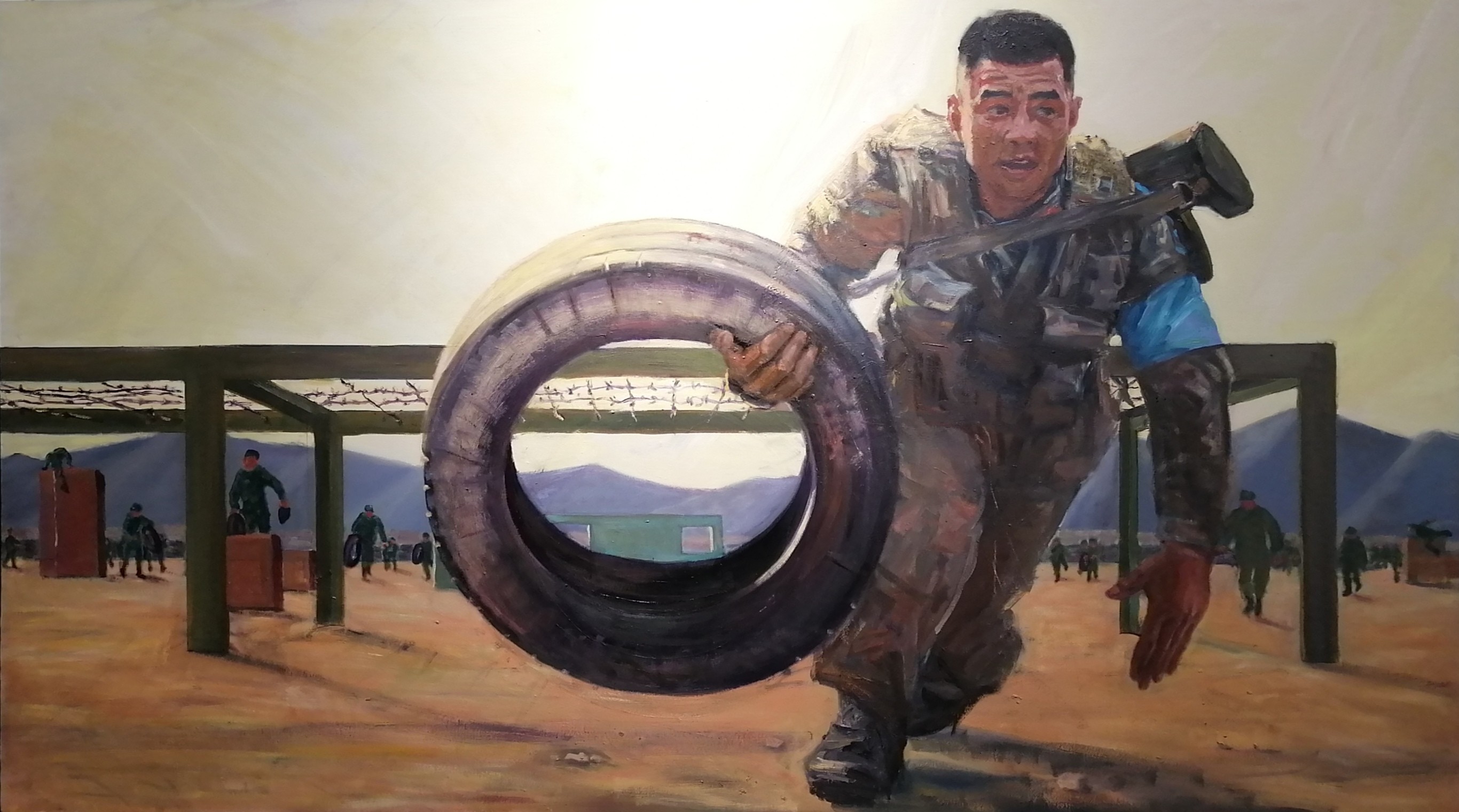 武警部队油画图片