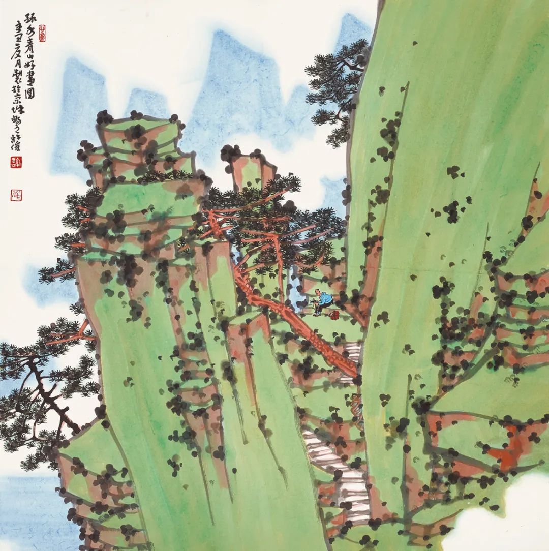 许俊名称:绿水青山好画图尺寸:68cm×68cm纪连彬名称:雪域行旅图尺寸