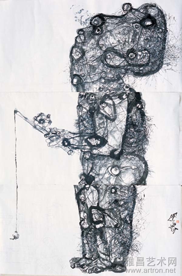 蒲国昌《垂吊图 水墨 204x136cm 2004