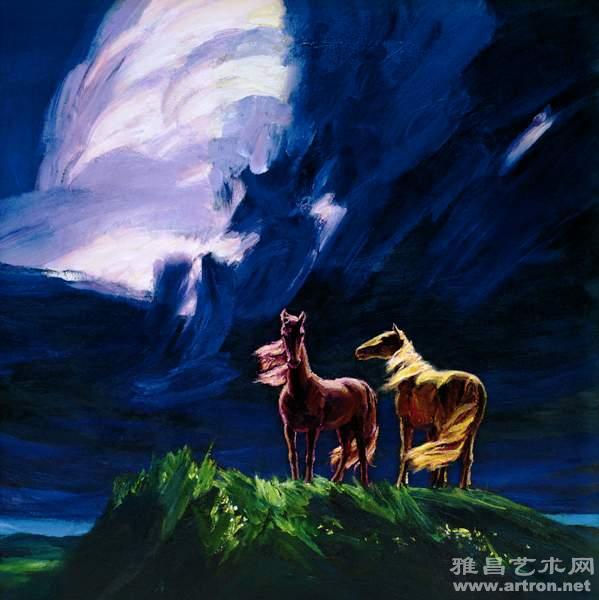 詹建俊《草地上的天堂》120×120cm　1986年　布画油画