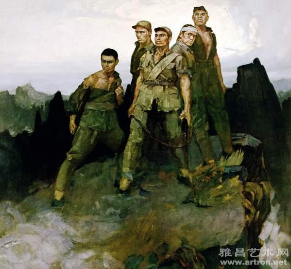 詹建俊《狼牙山》186×236cm　1959年　布画油画　国家博物馆藏