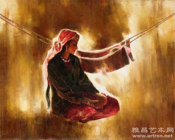詹建俊《摇篮曲》80×100cm　1983年　布画油画