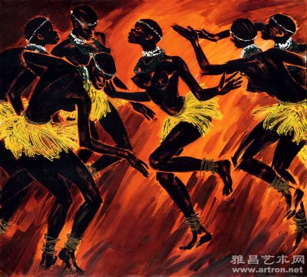 詹建俊《舞》100×110cm　1982年　布画油画