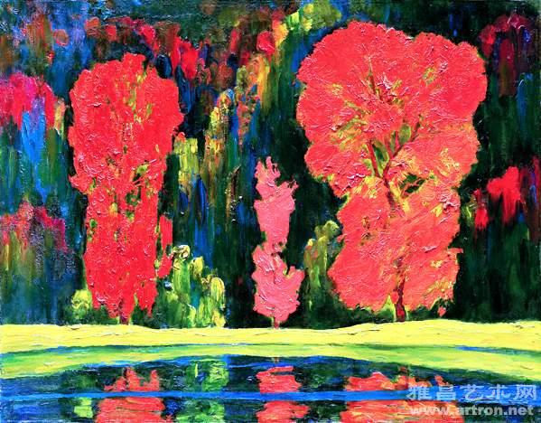 詹建俊《秋天的树》80.4×60.5cm　1990年　布画油画　江苏美术馆藏