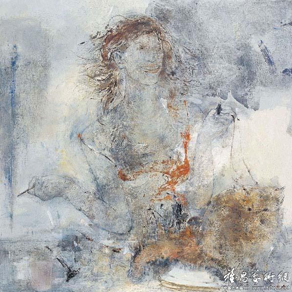 陈子君《宠物 布上油画 100×100cm 2007