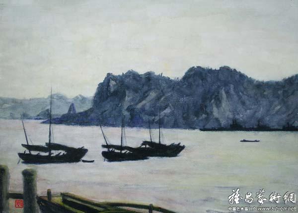 王肇民《汕头海景》 39.5x54 1987