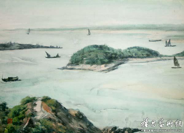 王肇民《汕头鹿屿岛》 39.5x54 1987