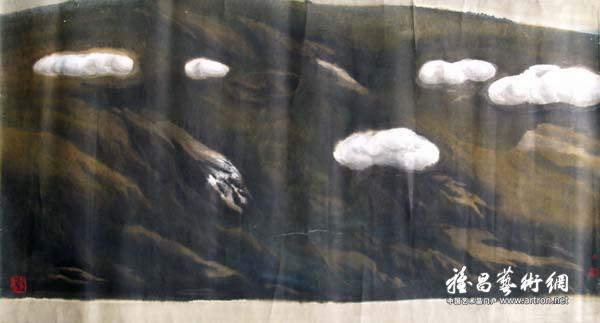 董继宁《故乡的云》 纸本水墨 84×152cm 1986年