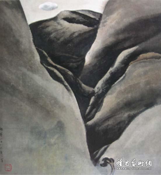 董继宁《山间的云》 纸本水墨 72×66cm 1986年